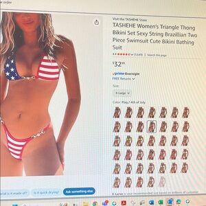 Women's Patriotic Triangle Thong Bikini. NWT.